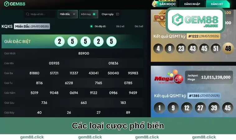 Lô Đề GEM88 2 Các loại cược phổ biến