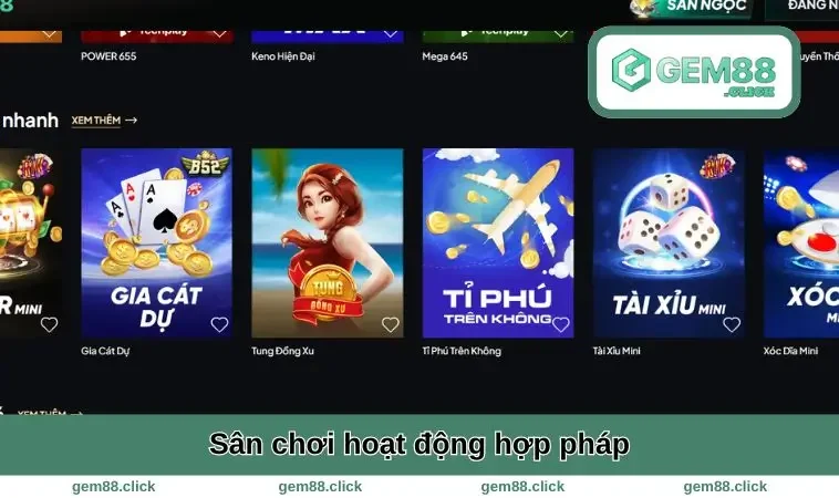 Giới Thiệu GEM88 1 Sân chơi hoạt động hợp pháp