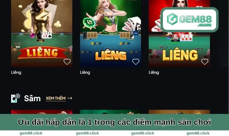 Game Bài GEM88 2 Ưu đãi hấp dẫn là 1 trong các điểm mạnh sân chơi